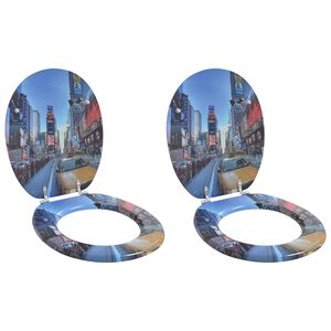 vidaXL Assento de Vaso Sanit&aacute;rio 2 pcs Cinzeto 44 x 38 cm Placa de MDF