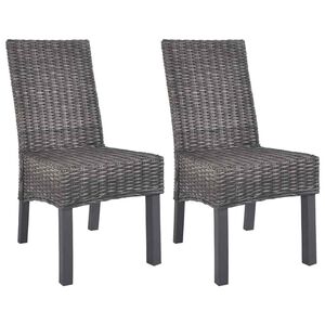 vidaXL Cadeiras jantar 2 pcs vime Kubu castanho + madeira mogno
