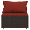 vidaXL 3 pcs conjunto lounge jardim c/ almofad&otilde;es vime PE castanho