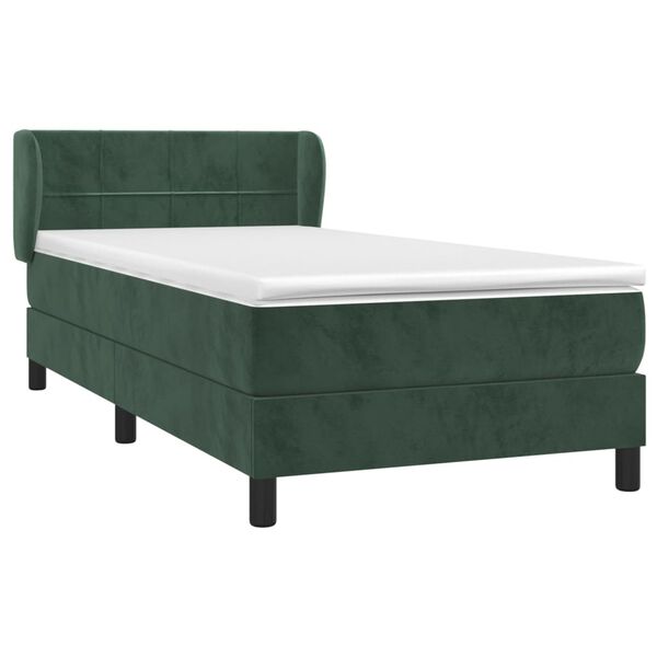vidaXL Cama com molas/colch&atilde;o 90x190 cm veludo verde-escuro