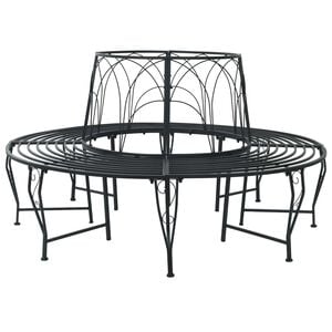 vidaXL Banco de &Aacute;rvore 8-N&uacute;mero de lugares &Oslash; 160 x 89 cm A&ccedil;o Preto