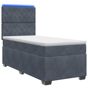 vidaXL Cama Box Spring com Colch&atilde;o e LED Cinzento-Escuro 90 x 190 cm