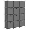 vidaXL Unid. prateleiras 12 cubos c/ caixas 103x30x141 cm tecido cinza