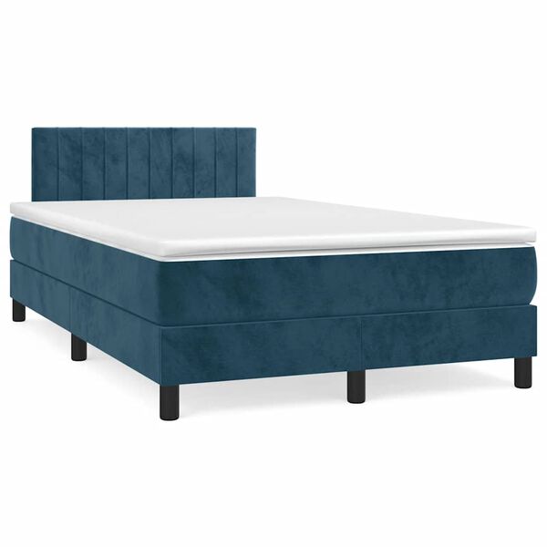 vidaXL Cama boxspring com colch&atilde;o 120x190 cm veludo azul-escuro