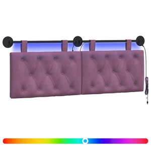 vidaXL Cabeceira suspensa Com luz LED Roxo Veludo