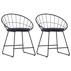 vidaXL Cadeiras jantar c/ assentos em couro artificial 2 pcs a&ccedil;o preto