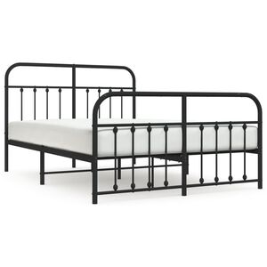 vidaXL Estrutura de cama com cabeceira e p&eacute;s 140x200 cm metal preto
