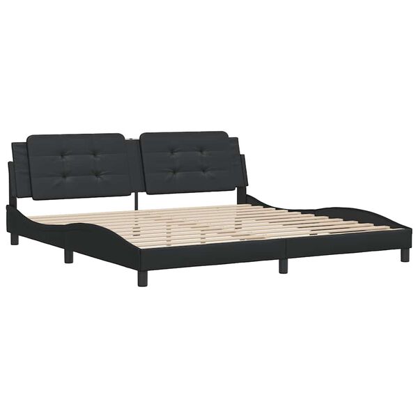 vidaXL Estrutura de cama sem colch&atilde;o Zadar 200x200 cm couro artificial preto