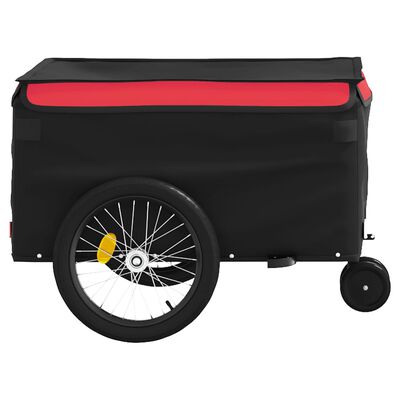 vidaXL Reboque para bicicleta 30 kg ferro preto e vermelho