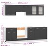 vidaXL 8 pcs conj. arm&aacute;rios de cozinha com bancada aglomerado cinzento