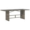 vidaXL Mesa de jardim com tampo de vidro 190x80x74 cm vime PE cinza