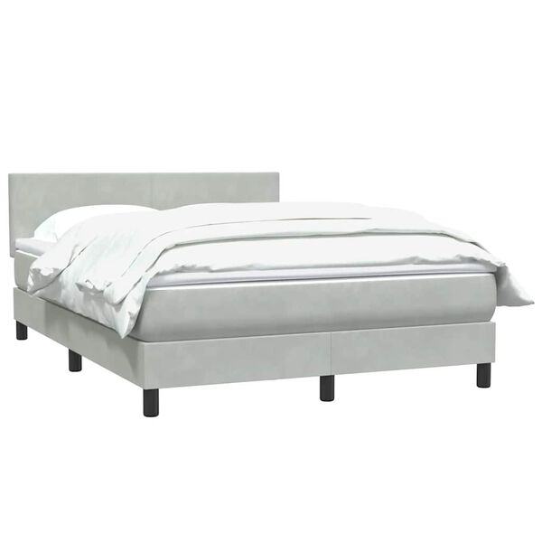 vidaXL Cama com molas/colch&atilde;o 160x210 cm veludo cinzento-claro