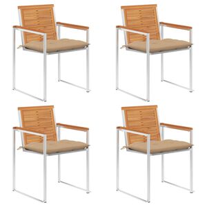 vidaXL Cadeiras de jardim c/ almofad&otilde;es 4 pcs madeira de ac&aacute;cia maci&ccedil;a