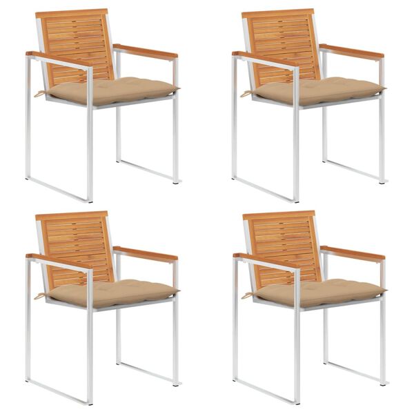 vidaXL Cadeiras de jardim c/ almofad&otilde;es 4 pcs madeira de ac&aacute;cia maci&ccedil;a