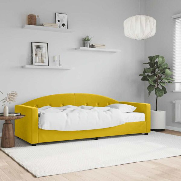 vidaXL Sof&aacute;-cama com colch&atilde;o 80x200 cm veludo amarelo