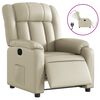 vidaXL Poltrona reclin&aacute;vel el&eacute;trica couro artificial cor creme