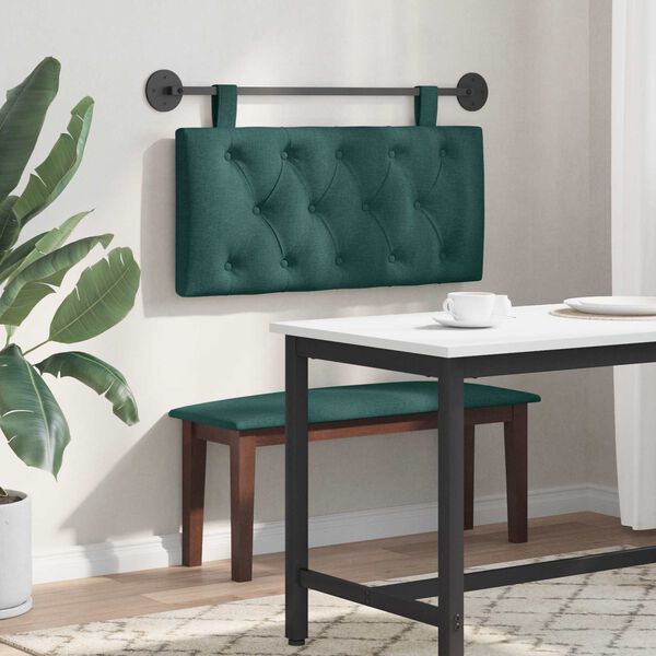 vidaXL Cabeceira Suspensa Verde Escuro 100 x 55 x 7 cm tecido