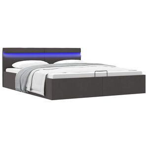 vidaXL Cama hidr&aacute;ulica c/ arruma&ccedil;&atilde;o LED 180x200cm tecido cinza-escuro