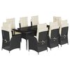 vidaXL 9 pcs conjunto de jantar p/ jardim c/ almofad&otilde;es vime PE preto