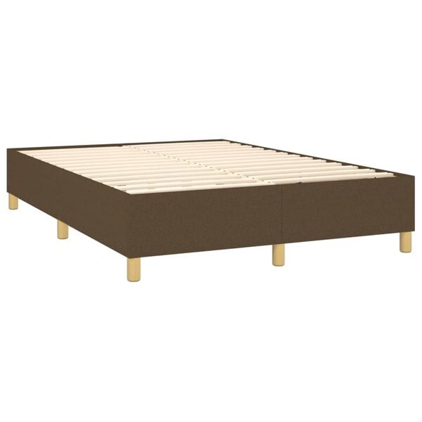 vidaXL Cama com molas/colch&atilde;o 140x190 cm tecido castanho-escuro