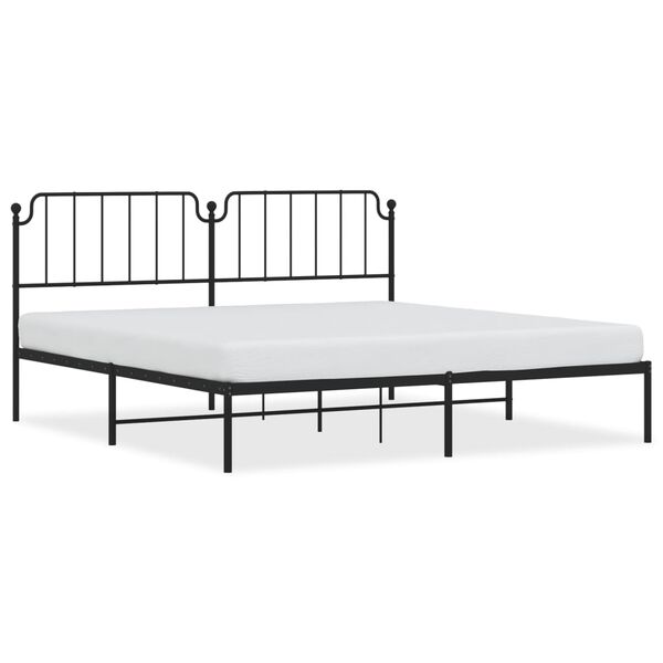 vidaXL Estrutura de cama com cabeceira 200x200 cm metal preto