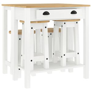 vidaXL 5 pcs conjunto de bar pinho maci&ccedil;o branco