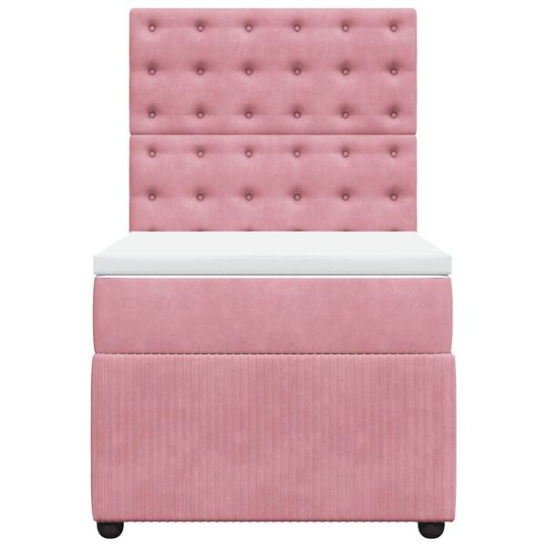 vidaXL Cama com molas/colch&atilde;o 90x200 cm veludo rosa