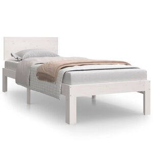 vidaXL Estrutura cama pequena solteiro 75x190 cm madeira maci&ccedil;a branco
