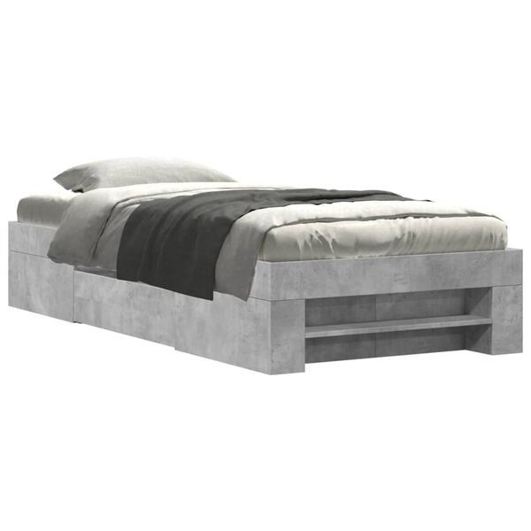 vidaXL Estrutura de cama 90x190 cm derivados de madeira cinza cimento