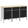 vidaXL Arm&aacute;rio de Trabalho 3 unid. Preto e Cinza 150 x 55 x 85 cm