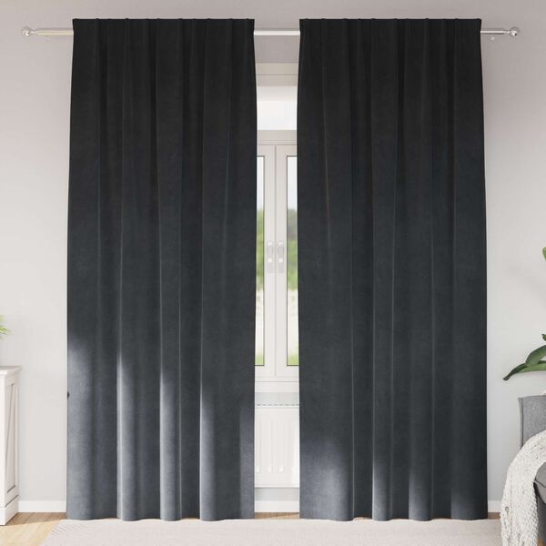 vidaXL Cortinas opacas 2 pcs Cinzento-claro 140 x 245 cm Veludo