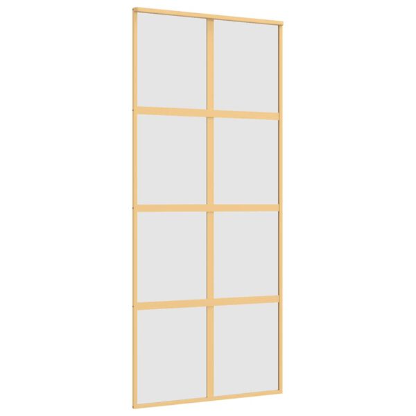 vidaXL Porta deslizante 90x205 cm vidro ESG fosco/alum&iacute;nio dourado