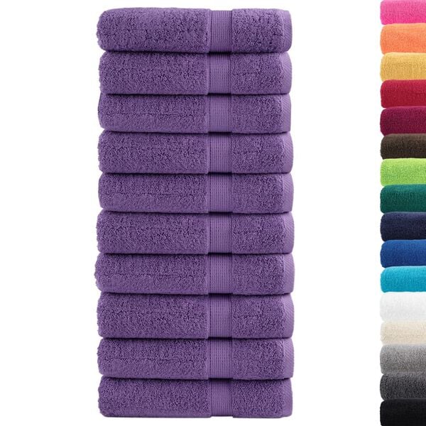 vidaXL Toalhas de banho premium SOLUND 10 pcs 70x140 cm 600 gsm roxo