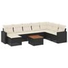 vidaXL 9 pcs conjunto de sof&aacute;s p/ jardim c/ almofad&otilde;es vime PE preto