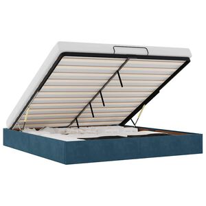 vidaXL Estrutura de cama otomana sem colch&atilde;o 160x200 cm azul escuro