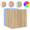 vidaXL M&oacute;vel de parede p/ TV c/ luzes LED 40,5x35x40cm carvalho sonoma