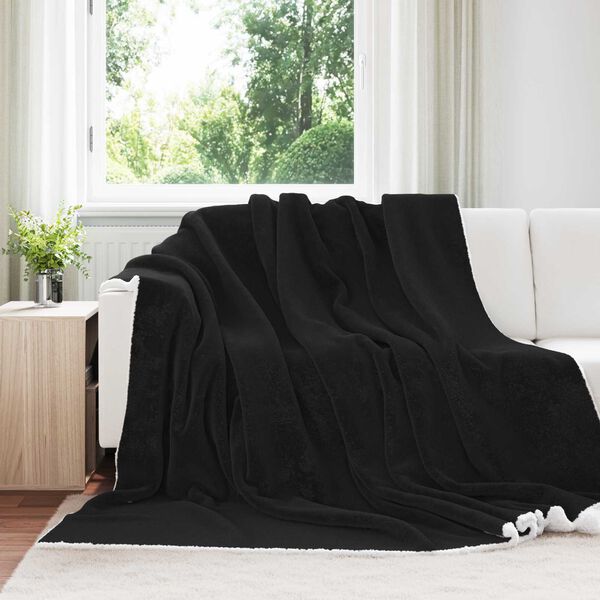 vidaXL Cobertor Preto 240 x 270 cm L&atilde;