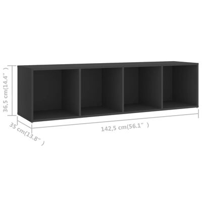 vidaXL Móveis de TV 2 pcs 142,5x35x36,5 cm contraplacado cinzento