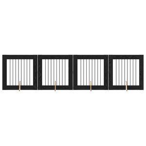 vidaXL Port&atilde;o de C&atilde;o com Suportes 4 pcs Carvalho Preto 80 x 80 cm