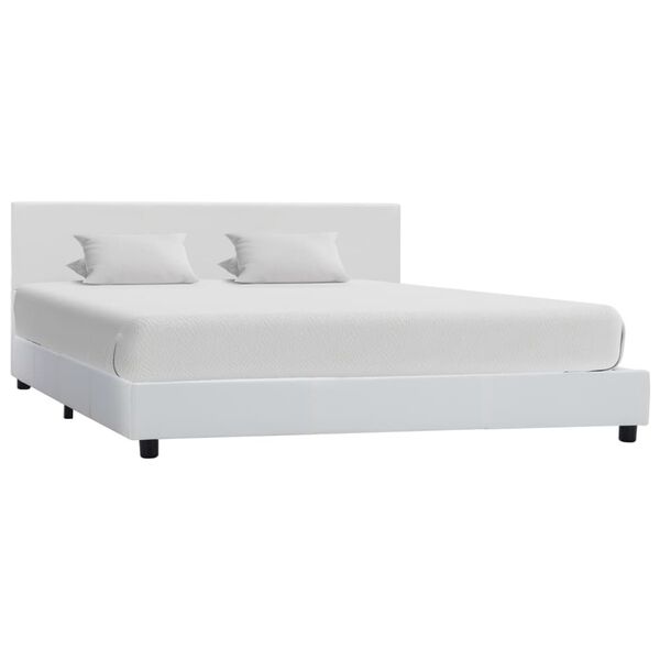 vidaXL Estrutura de cama 120x200 cm couro artificial branco