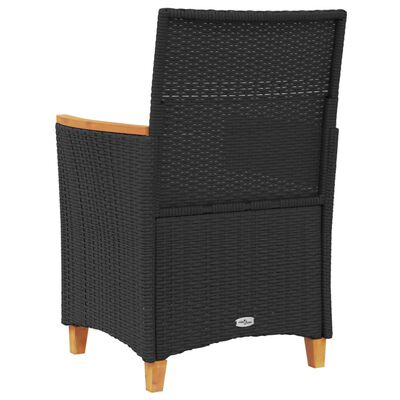 vidaXL Cadeiras de jardim c/ almofadões 2 pcs vime PE/madeira preto