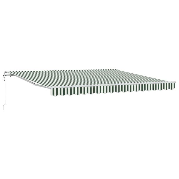 vidaXL Toldo Retr&aacute;til Manual Verde e Branco 400 &times; 300 cm tecido