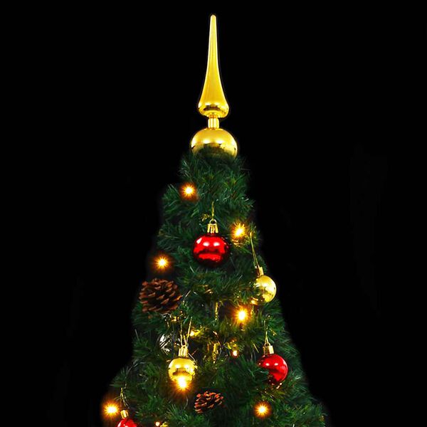 vidaXL &Aacute;rvore de Natal artificial pr&eacute;-iluminada + enfeites 210cm verde