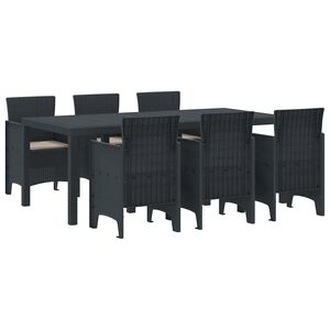 vidaXL Conjunto de Jantar para Jardim 7 pcs Antracite Rattan Polt