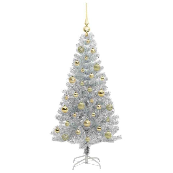 vidaXL &Aacute;rvore de Natal com 150 LEDs com suporte Prateado 120 cm PET