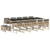 vidaXL 15 pcs conj. jantar jardim c/ almofad&otilde;es vime PE bege misturado
