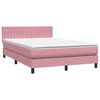 vidaXL Cama box spring c/ colch&atilde;o e LED 140x220 cm veludo rosa