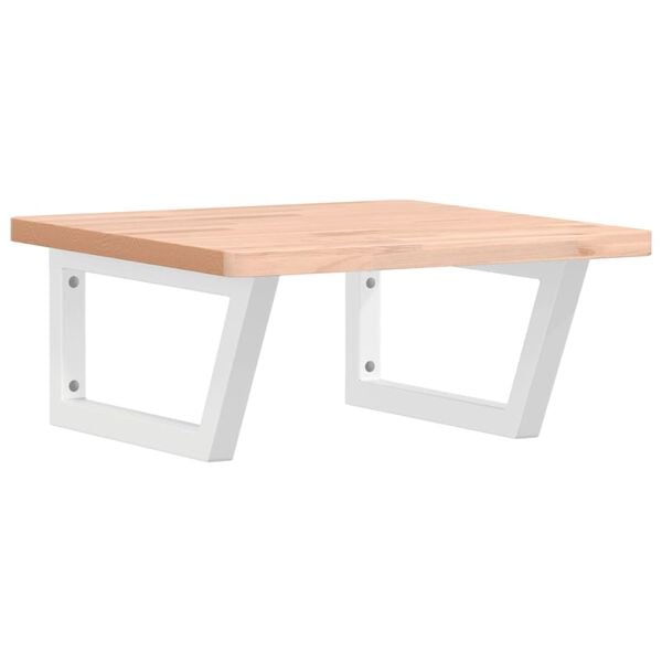 vidaXL Prateleira de parede p/ lavat&oacute;rio a&ccedil;o/madeira de faia maci&ccedil;a