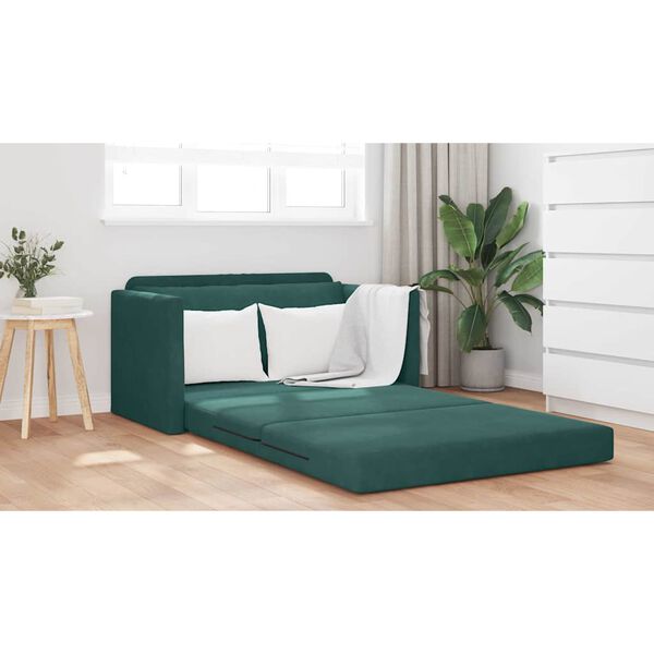 vidaXL Sof&aacute;-Cama 110cm Verde Escuro Veludo