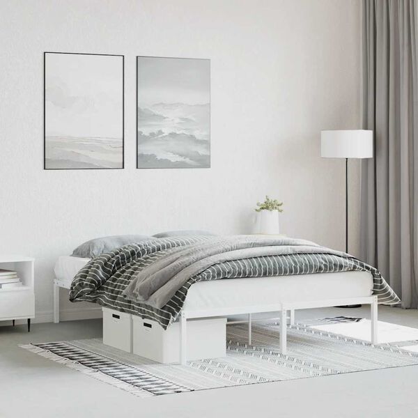 vidaXL Estrutura de cama 135x190 cm metal branco